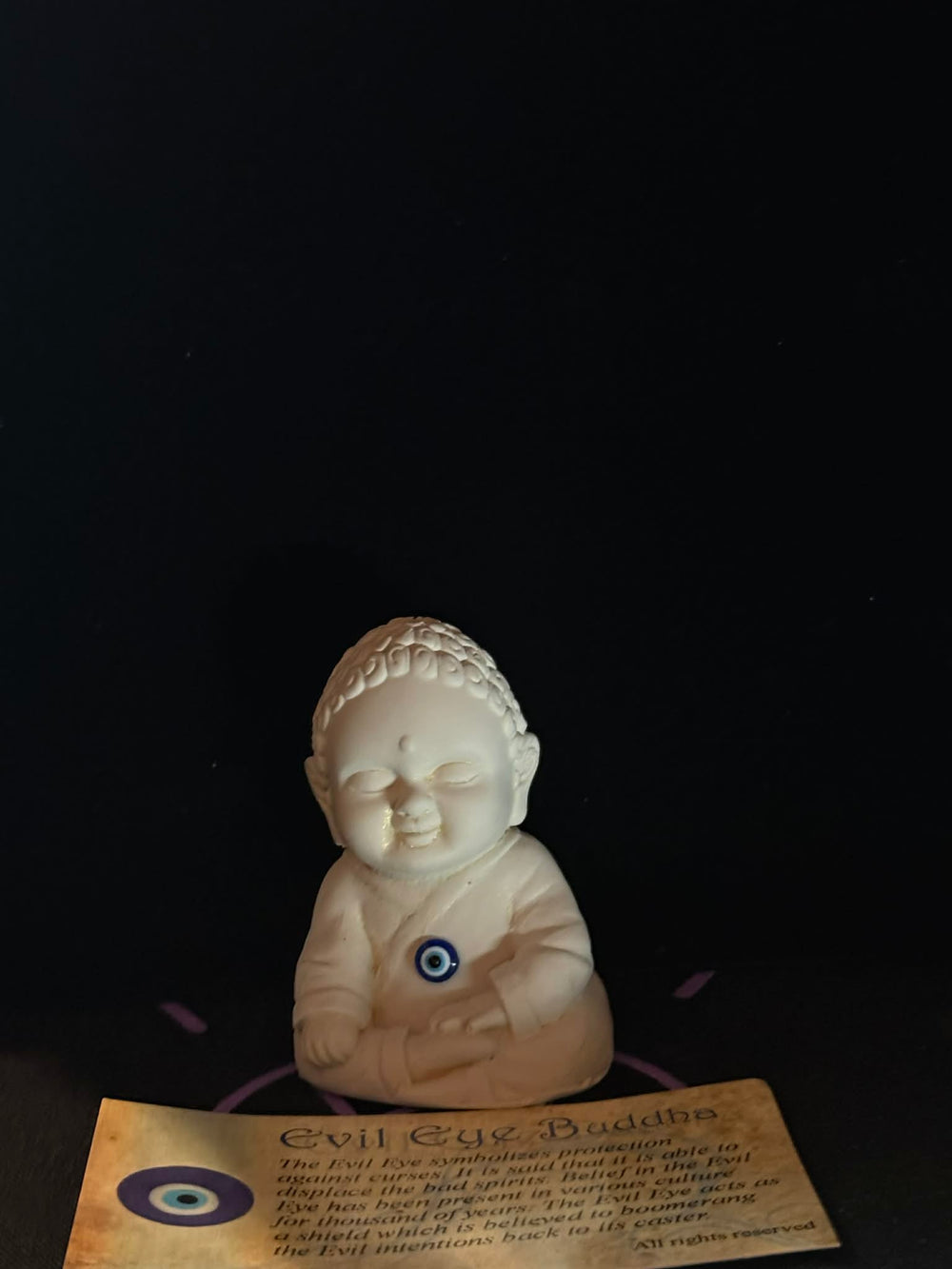 GYPSUM BUDDHA - EVIL EYE - 2.5" H.