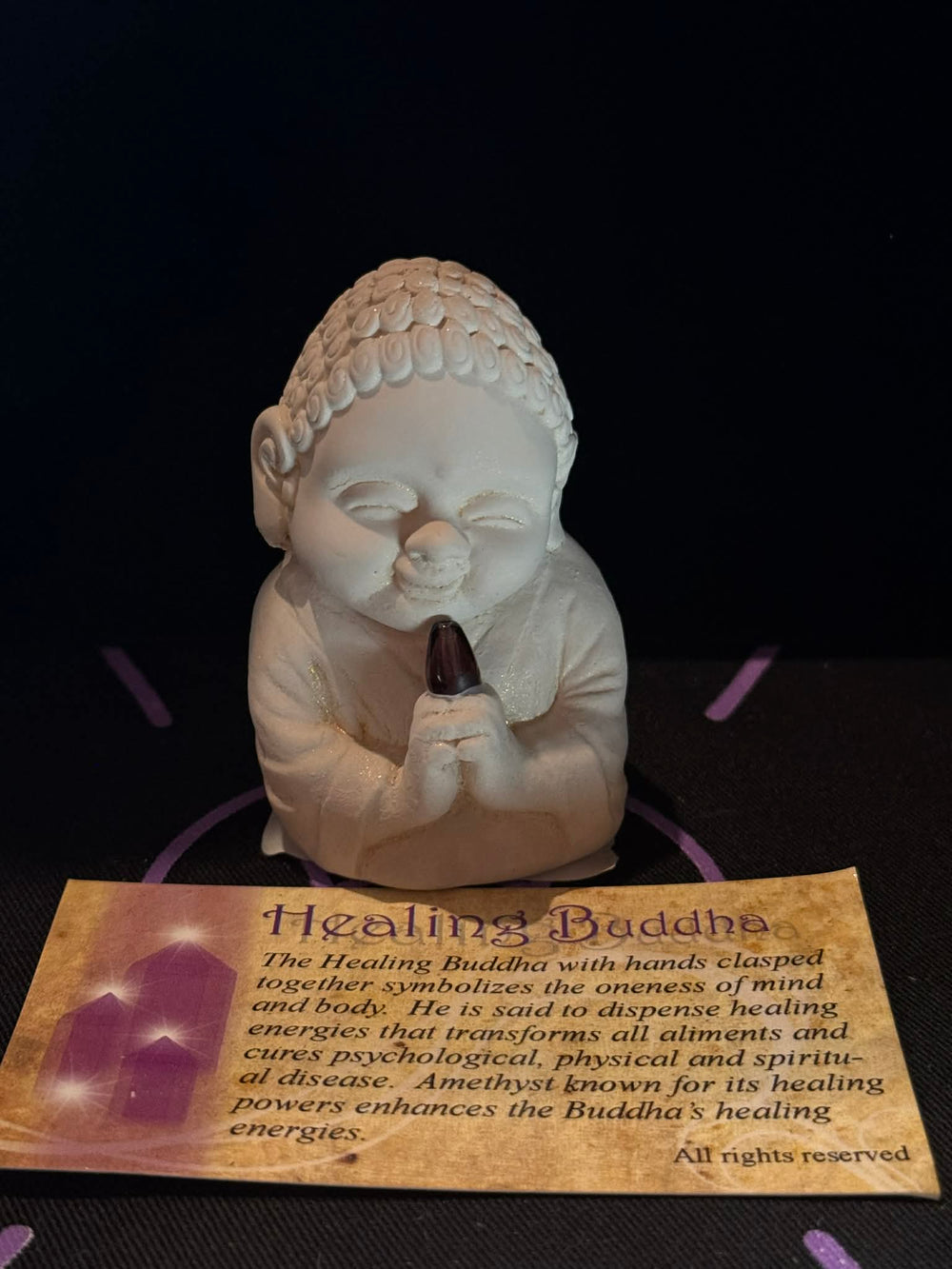 Gypsum Buddha - Healing+Amethyst - 2.5"H.