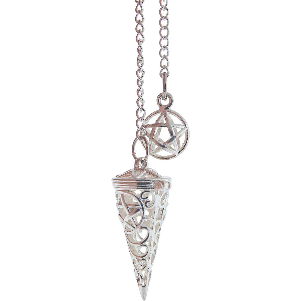 Pendulum-Open Chamber-Silver Tone Pentacle