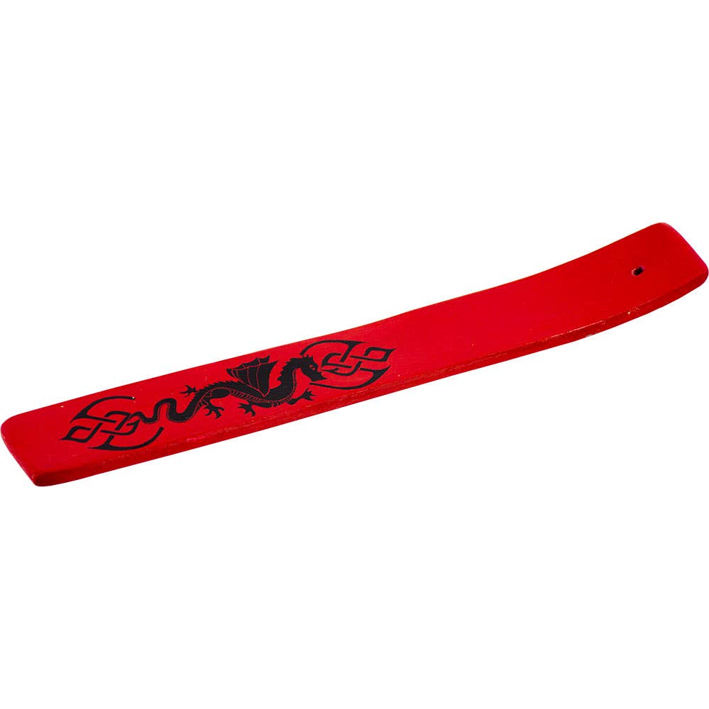 Wood - Painted Incense Holder / Dragon - Red - 10"