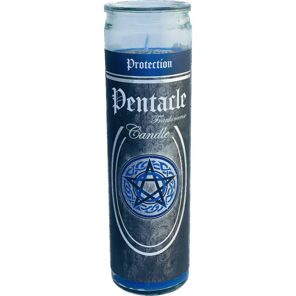 Glass Ritual Candle-Pentacle-Frankincense 8"Hx2"Dia