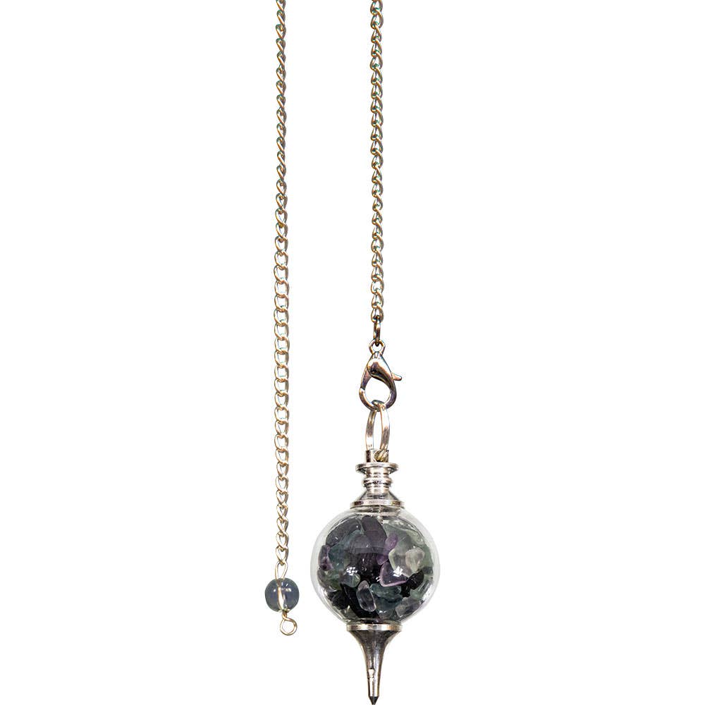 Glass Sephoroton Pendulum with Tourmaline & Fluorite Chips