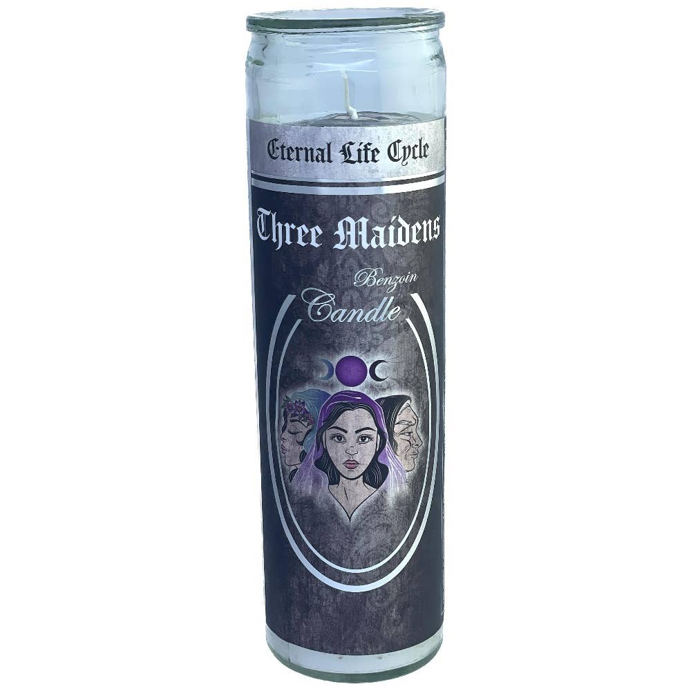 Glass Ritual Candle-Three Maidens-Benzoin 8"Hx2"Dia