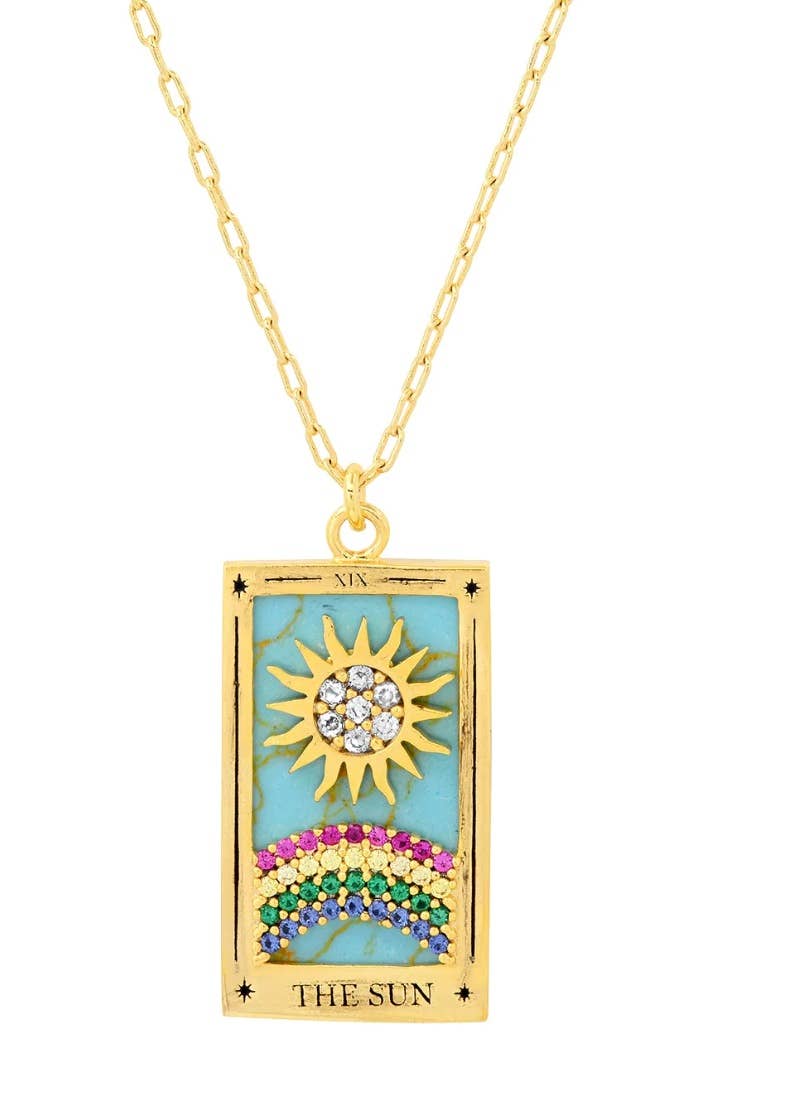 Tarot Card Necklace- Sun- 14K Gold stainless steel : Sun