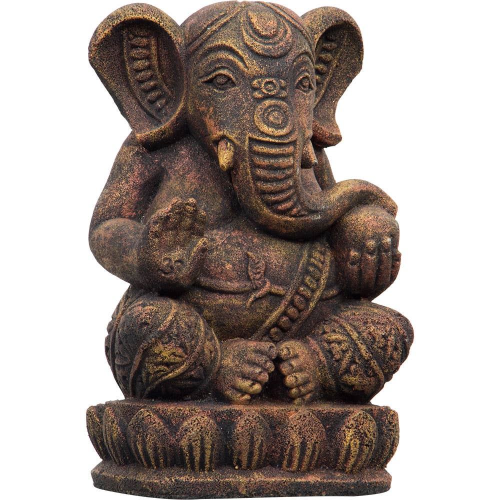 Volcanic Stone Statue-Ganesha/Red&Gold-9.5"