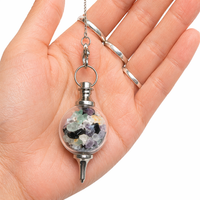 Glass Sephoroton Pendulum with Tourmaline & Fluorite Chips