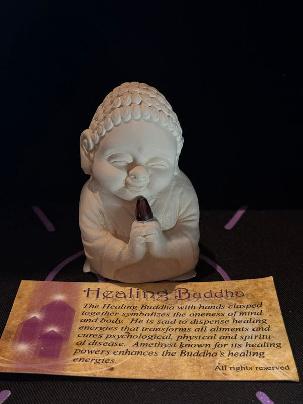 Gypsum Buddha - Healing+Amethyst - 2.5"H.