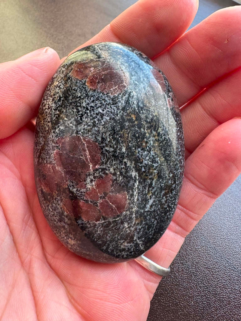 Garnet In Matrix Palm Stone