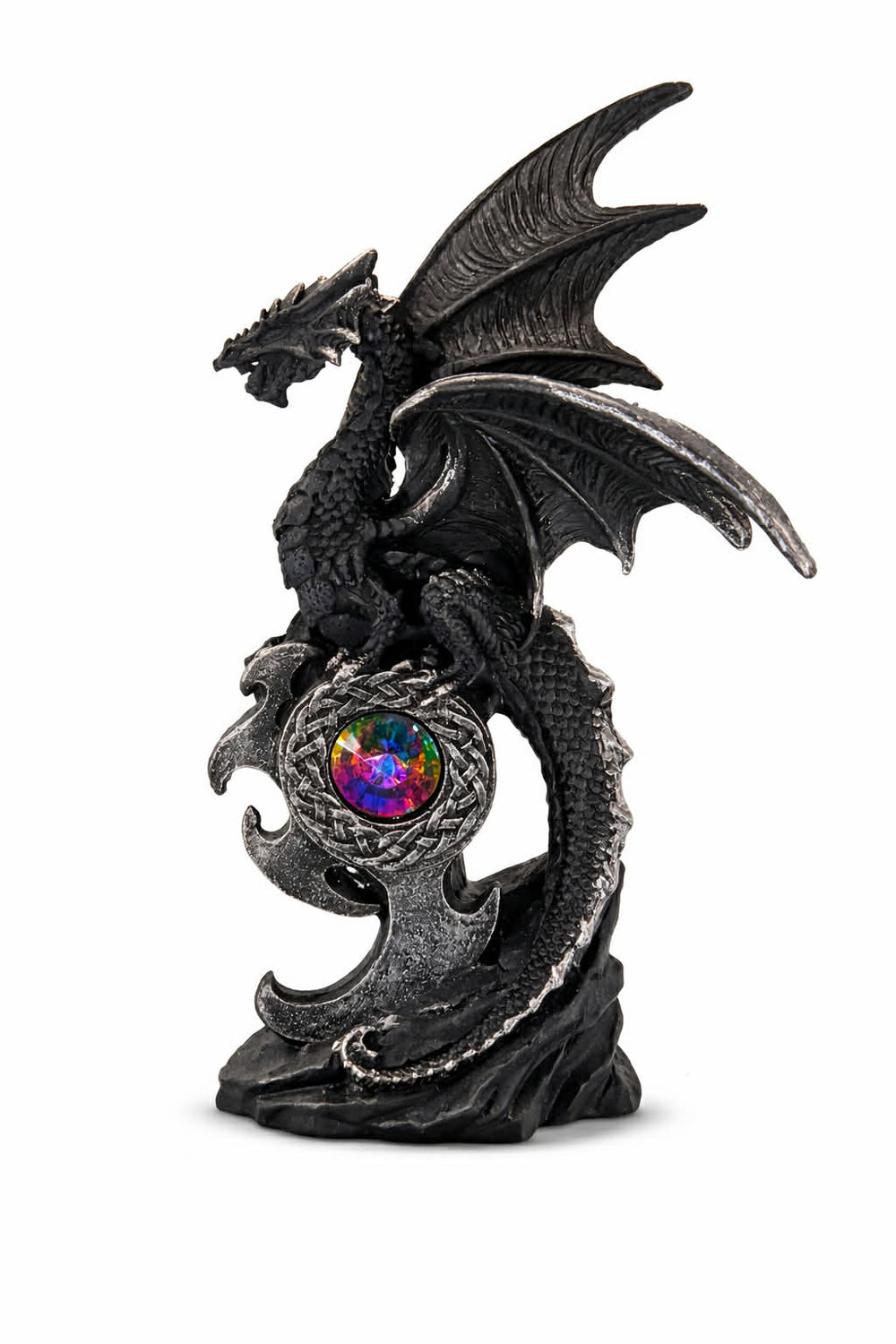 Resin Winged Dragon Figurines-Perched On Shield/Gem(