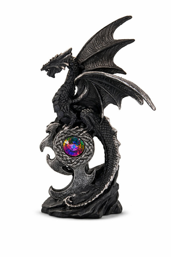 Resin Winged Dragon Figurines-Perched On Shield/Gem(