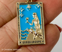 Tarot Card Necklace Queen of Cups- Steel hand made