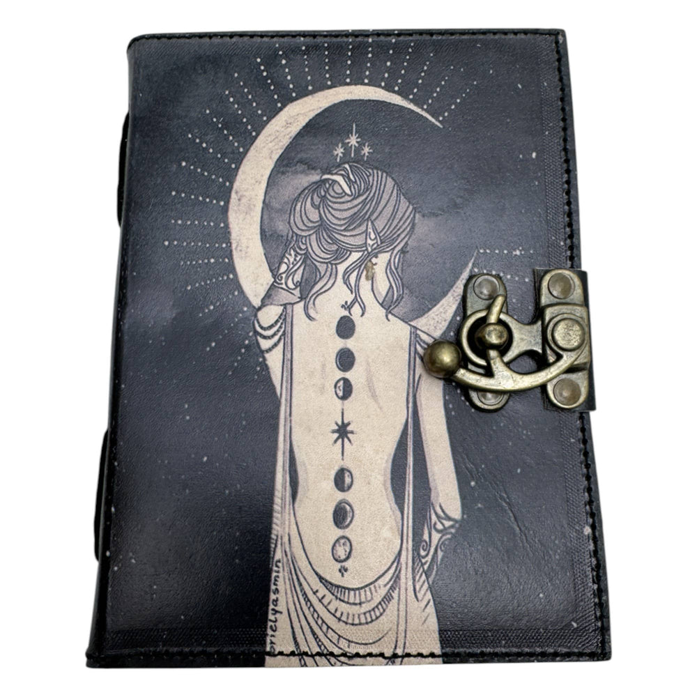 Zenn Lady With Moon Uv Print Leather Journal With One F-038