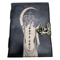 Zenn Lady With Moon Uv Print Leather Journal With One F-038