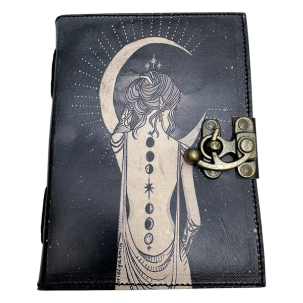 Zenn Lady With Moon Uv Print Leather Journal With One F-038
