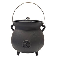 Cast Iron Potbelly Cauldron Pentacle 7.75"
