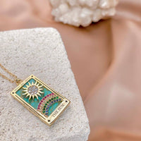 Tarot Card Necklace- Sun- 14K Gold stainless steel : Sun