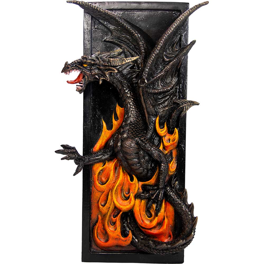 Polyresin Bookshelf Decor-Winged Dragon & Fire