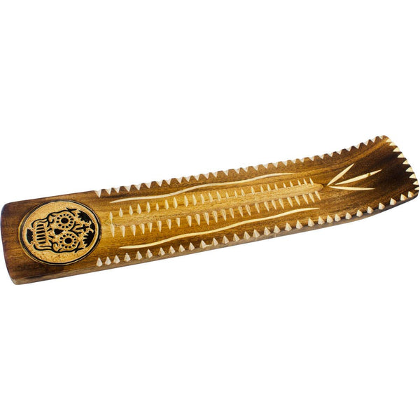 Incense Holder/Carved Wood/Skull-2"Wide