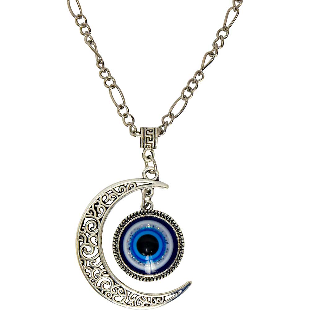 Necklace-Evil Eye Protection-Crescent Moon 3.75"Dia
