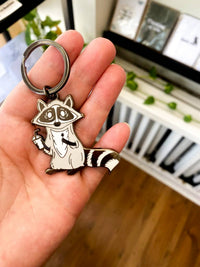Raccoon Hard Enamel Keychain
