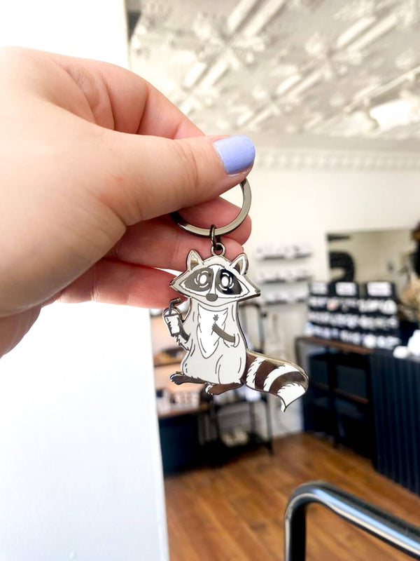Raccoon Hard Enamel Keychain