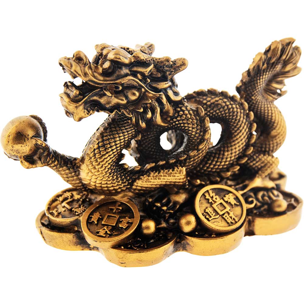 Polyresin-Money Dragon-Gold 3.25"X2"H