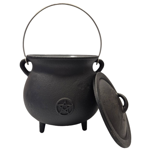 Cast Iron Potbelly Cauldron Pentacle 7.75"