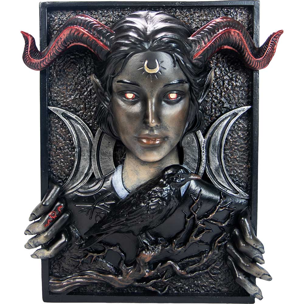Polyresin Bookshelf Decor-Horned Witch & Triple Moon