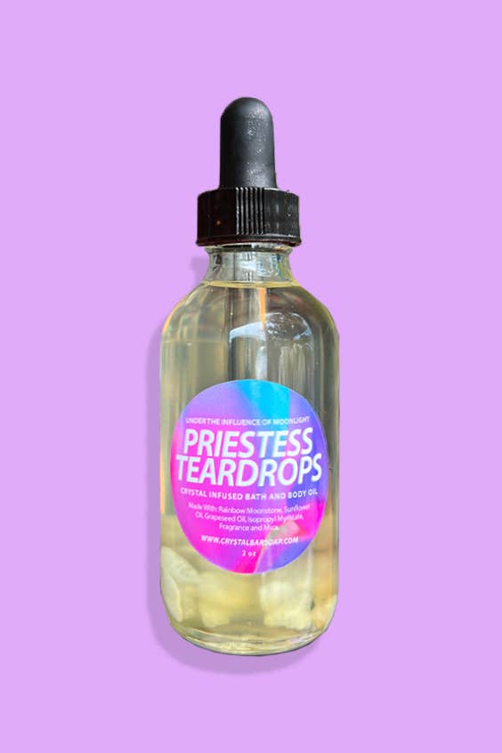 Priestess Teardrops -  2oz Crystal Infused Bath and Body Oil