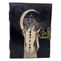 Zenn Lady With Moon Uv Print Leather Journal With One F-038