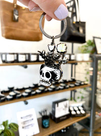 Skull Flowers Hard Enamel Keychain