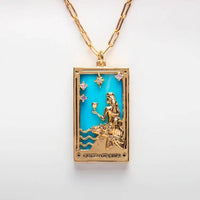 Tarot Card Necklace Queen of Cups- Steel hand made