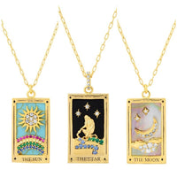 Tarot Card Necklace-The World- Steel enamel glass paperclip