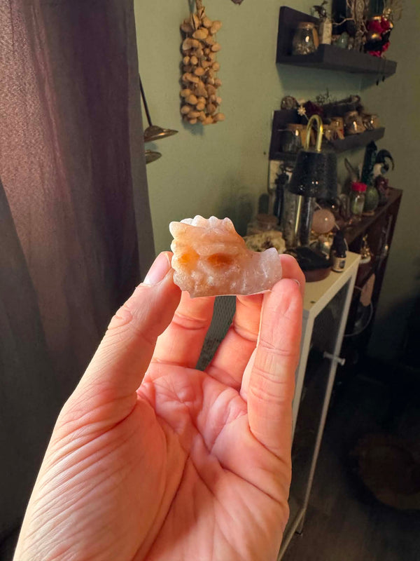 Fire Quartz Dragon Skull