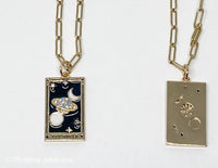 Tarot Card Necklace-The World- Steel enamel glass paperclip