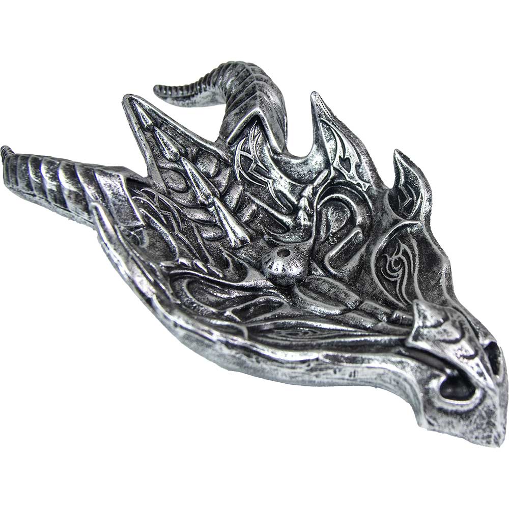 POLYRESIN INCENSE HOLDER-DRAGON HEAD 6.25"L