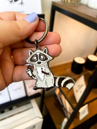 Raccoon Hard Enamel Keychain
