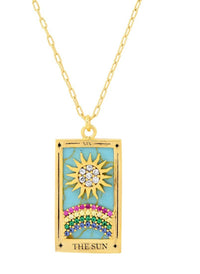 Tarot Card Necklace- Sun- 14K Gold stainless steel : Sun