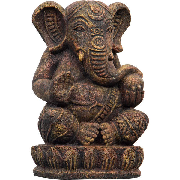 Volcanic Stone Statue-Ganesha/Red&Gold-9.5"